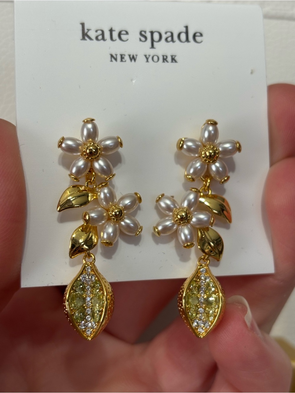 kate spade Gold and Pearl Floral Drop Earrings